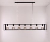 Freelight Esteso - hanglamp 7xE27 - breedte 170cm -open kooi rechthoek zwart