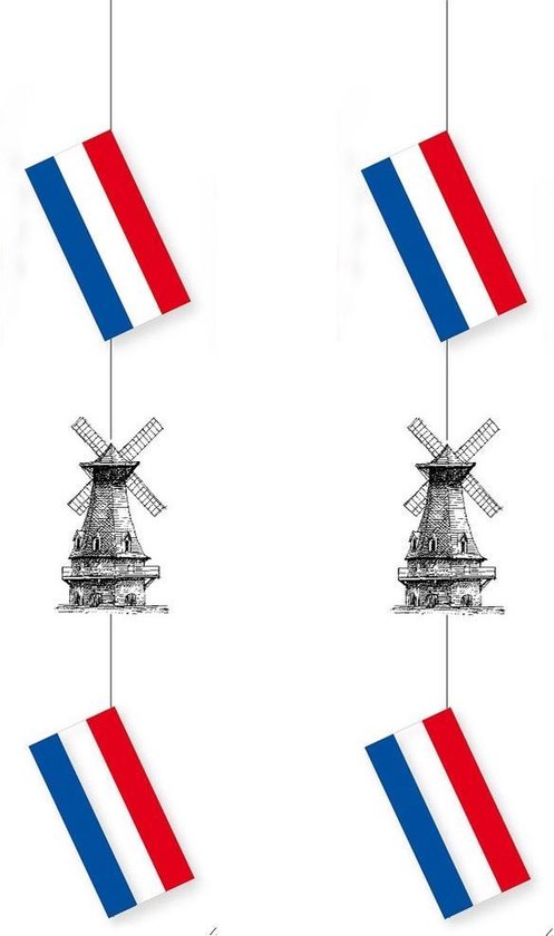 Set van 2x stuks Nederland thema hang slingers met molen - Holland feestartikelen/versiering