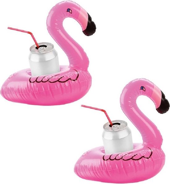 Wrijven Omgekeerd benzine Set van 4x stuks opblaasbare mini dieren flamingo drankhouder 16 cm -  Opblaasbare... | bol.com