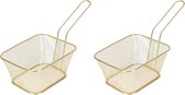 2x Gouden patat/snack serveermandjes/frituurmandjes 24 cm - Tafeldecoratie - Patat/snack serveren in een mandje