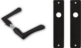 3x deurkrukset / deurgarnituur zwart met zwarte deurklinken en deurschilden - vlindermodel - deurkruk / deurschild van zwart aluminium - deurklink vervangen - klussen / doe-het-zelf - complet