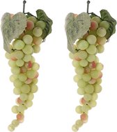 Pakket van 2x stuks witte nepfruit druiventrossen 28 cm - Namaakfruit/nepfruit voor wijn thema decoraties