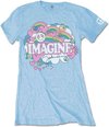 John Lennon - Rainbows, Love & Peace Dames T-shirt - M - Blauw