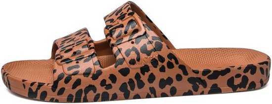 Freedom Moses Slippers / Slides - Leo Toffee - Leopard Print - Cognac - Maat 30/31