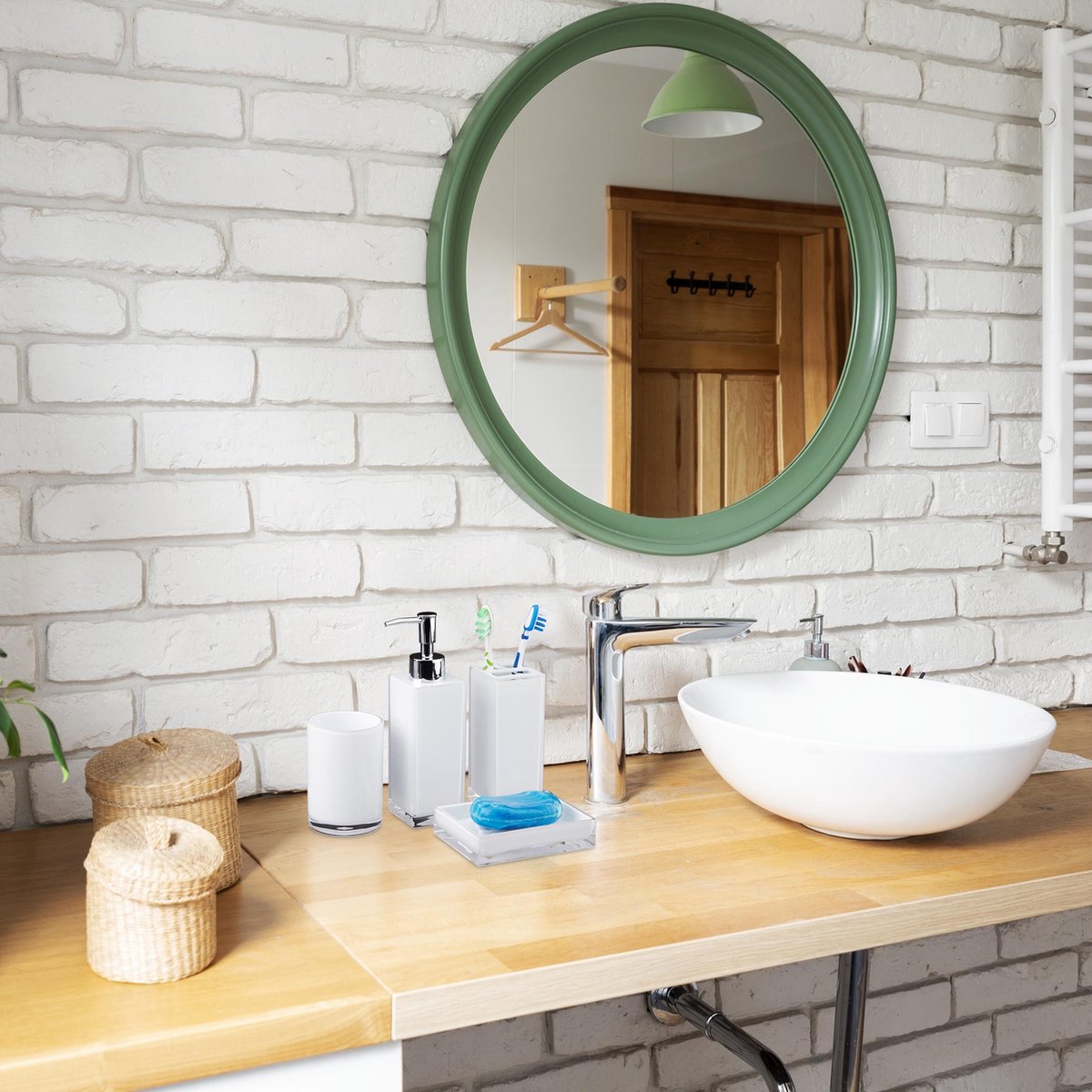 ZCCZ Zwarte badkameraccessoireset 4 stuks - organizer met tandenborstelhouder, lotion zeepdispenser, make-upbak en zeepbakje - moderne decoratie-accessoires