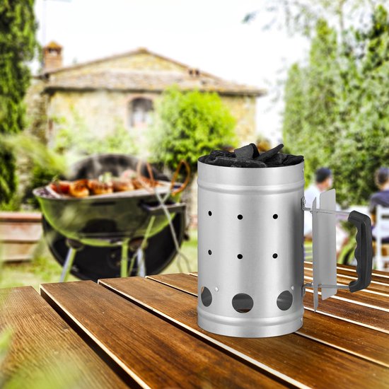 Relaxdays brikettenstarter - BBQ starter - houtskool starter - barbecue starter - zilver