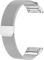 Let op type!! Voor Garmin fenix 5 Milan metalen horlogeband van metaal roestvrijstaal (zilver)  grootte: 26MM