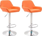 Clp Braga Set van 2 barkrukken - Kunstleer - Oranje Chroom look