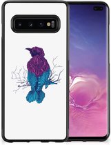 Coque de téléphone avec nom Samsung Galaxy S10 + Coque arrière Coque en Siliconen avec bord noir Blackbird