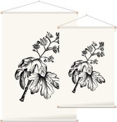 Esdoorn zwart-wit (Maple) - Foto op Textielposter - 90 x 135 cm