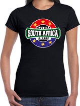 Have fear South Africa is here / Zuid Afrika supporter t-shirt zwart voor dames XL