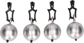 16x Tafelkleedgewichtjes zilveren kogels/ballen 3.5 cm - Tuin tafelzeil/tafelkleed gewichtjes kogels - Tafelkleedverzwaarders - Tafelkleen op zijn plaats houden