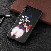 In reliëf geschilderd Kiss My Ass-patroon TPU-hoesje voor Xiaomi Redmi Note 7 / Redmi Note 7 Pro