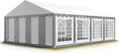 Partytent feesttent 5x8 m tuinpaviljoen -tent ca. 500 g/m² PVC zeil in grijs-wit waterdicht