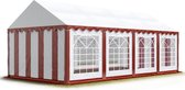 Tente de fête Tente de fête Pavillon de jardin 4x8 m -Tente Bâche PVC 500 g / m² en rouge-blanc imperméable