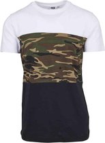 Urban Classics Heren Tshirt -M- Color Block Zwart/Wit