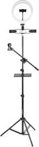 Ringlamp met statief - Vonyx RL25 - Professionele Tiktok lamp - 26cm - 30 lichtstanden - 186cm hoog
