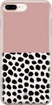 iPhone 8 Plus/7 Plus hoesje siliconen - Stippen roze | Apple iPhone 8 Plus case | TPU backcover transparant