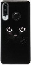ADEL Siliconen Back Cover Softcase Hoesje Geschikt voor Huawei P30 Lite - Kat Zwart