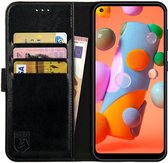 Rosso Element Book Case Wallet Hoesje Geschikt voor Samsung Galaxy A11 | Portemonnee | 3 Pasjes | Magneetsluiting | Stand Functie | Zwart