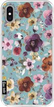 Casetastic Apple iPhone XS Max Hoesje - Softcover Hoesje met Design - Flowers Soft Blue Print