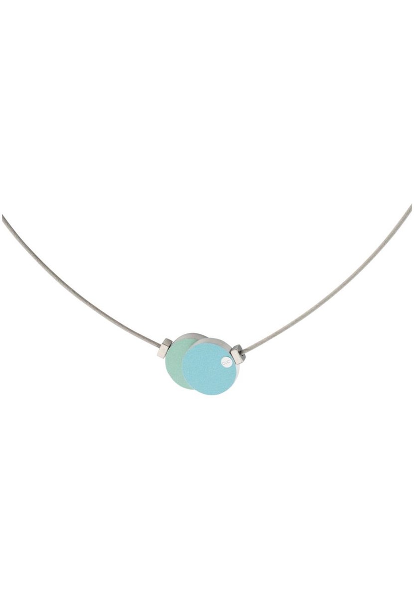 Collier Twee rondjes Blauw Groen C139B
