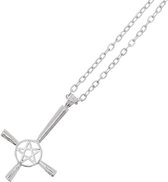 Zac's Alter Ego Ketting Inverted Pentagram Cross Zilverkleurig