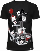 Cupcake Cult Dames Tshirt -L- HORROR CATS Zwart/Wit