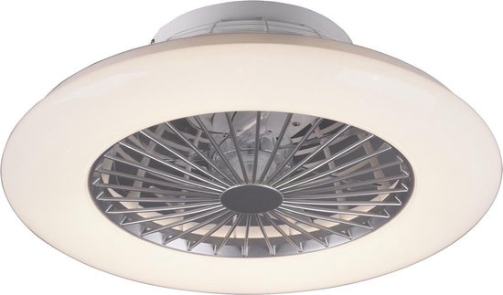 LED Plafondlamp met Ventilator - Plafondventilator - Trion Romina - 30W - Aanpasbare Kleur - Afstandsbediening - Dimbaar - Rond - Mat Titaan - Kunststof
