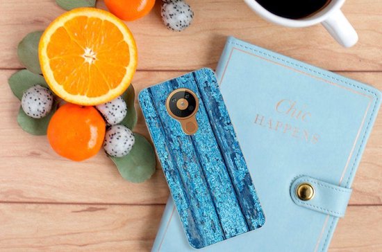 Coque Téléphone pour Nokia 5.3 Housse Coque Bois Bleu