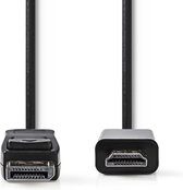 Nedis DisplayPort-Kabel | DisplayPort Male | HDMI™ Connector | 1080p | Vernikkeld | 1.00 m | Rond | PVC | Zwart | Polybag