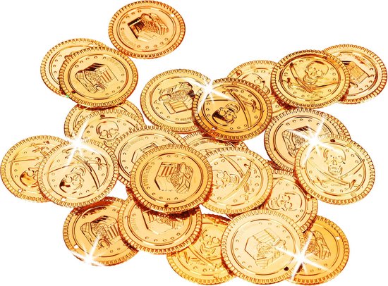uitstulping Handig Mislukking Relaxdays gouden munten piraat - 288 piratenmunten - speelgeld - piraten  munten kunststof | bol.com