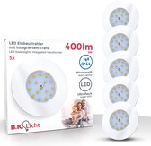 B.K.Licht - Inbouwspots badkamer - LED - witte inbouwspots - 5 stuks -  spotjes inbouw  - IP44 - Ø7.5cm - 3.000K - 400Lm - 5W