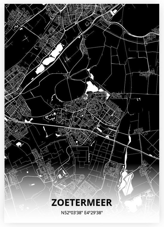 Zoetermeer plattegrond - poster - Zwarte stijl
