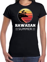 Hawaiian zomer t-shirt / shirt Hawaiian summer voor dames - zwart -  Hawaiian party / vakantie outfit / kleding / feest shirt M