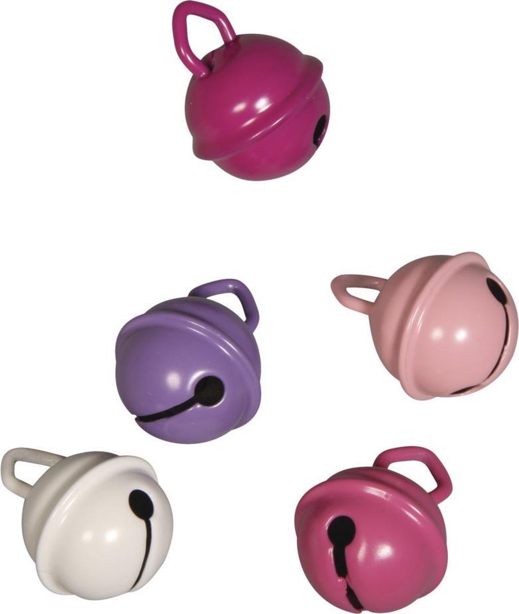Afbeelding van product Rayher hobby materialen  10x Metalen belletjes roze mix 15 mm hobby/knutsel benodigdheden - Kerst kersmuts belletjes - Kattenbellen - Hobby- en Knutselmateriaal