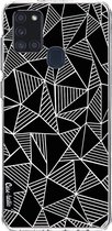 Casetastic Samsung Galaxy A21s (2020) Hoesje - Softcover Hoesje met Design - Abstraction Lines Black Print