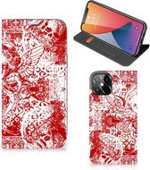 Book Style Case iPhone 12 Pro Max Smart Cover Angel Skull Red