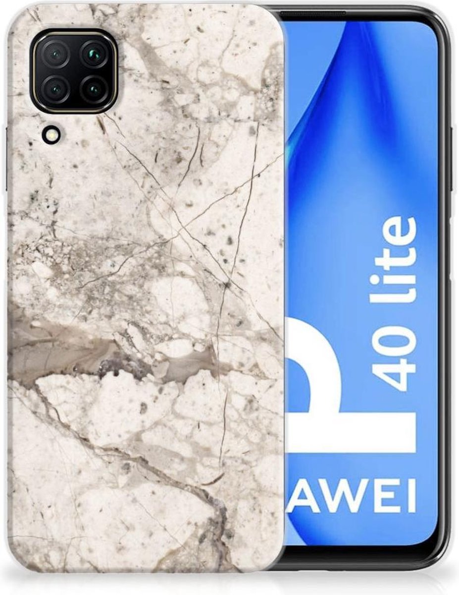 Huawei P40 Lite TPU Siliconen Hoesje Marmer Beige