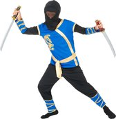 MODAT - Blauw en goudkleurige ninjakostuum voor jongens - 7 - 8 jaar (M)