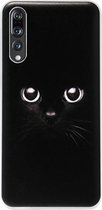 ADEL Siliconen Back Cover Softcase Hoesje Geschikt voor Huawei P20 Pro - Kat Zwart