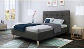 FINLANDEK HYLKIO Scandinavisch volwassen bed in antracietgrijze stof - B 140 x L 190 cm