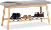 canapé à chaussures relaxdays en bambou - 4 paires de chaussures - étagère à chaussures - canapé deux places - canapé d'entrée