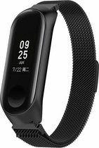 Milanees Smartwatch bandje - Geschikt voor  Xiaomi Mi Band 3 / 4 Milanese band - zwart - Horlogeband / Polsband / Armband