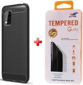 Silicone gel zwart hoesje Xiaomi Mi 10 Lite + Glas screenprotector