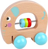 Tooky Toy Speeldier Olifant Junior 11 Cm Hout Naturel/blauw