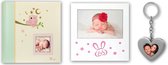 Zep fotopakket - Baby - Fotoalbum - Voor 30 foto's - Fotolijst - 10 x 15 cm - Met sleutelhanger - Roze