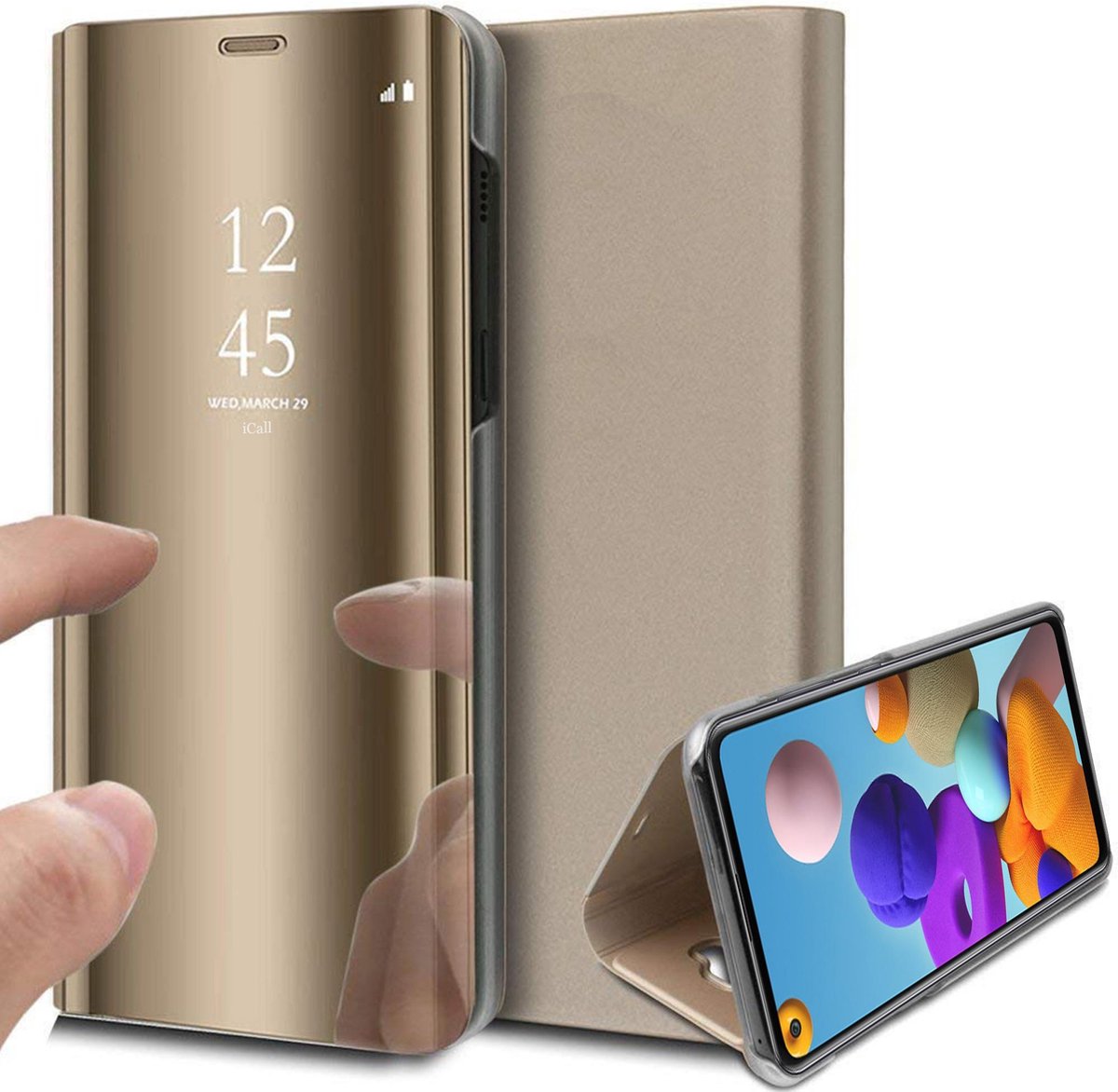 Hoesje geschikt voor Samsung Galaxy A21s - Book Case Spiegel Goud
