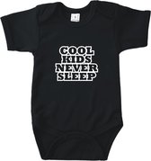 Rompertjes baby met tekst - Cool kids never sleep - Romper zwart - Maat 74/80 * baby cadeau * kraamcadeau * rompertjes baby * rompertjes baby met tekst