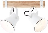 BRILLIANT lamp Ploeg spot bar 2-licht wit / licht hout | 2x A60, E27, 10W, geschikt voor standaardlampen (niet inbegrepen) | Schaal A ++ tot E | Hoofden draaien